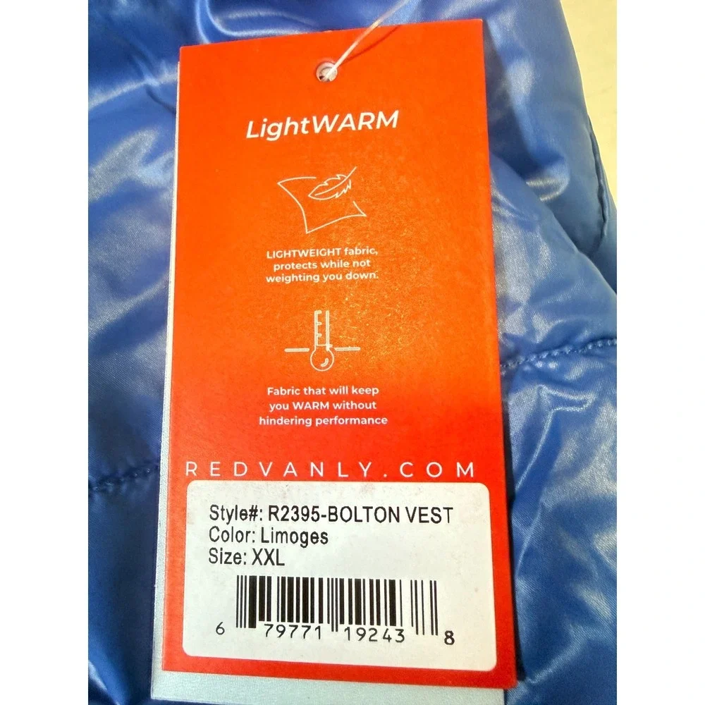 REDVANLY Bolton - Men's Blue Lightweight Golf Puffer Zip Vest - XXL - NWT NEW
